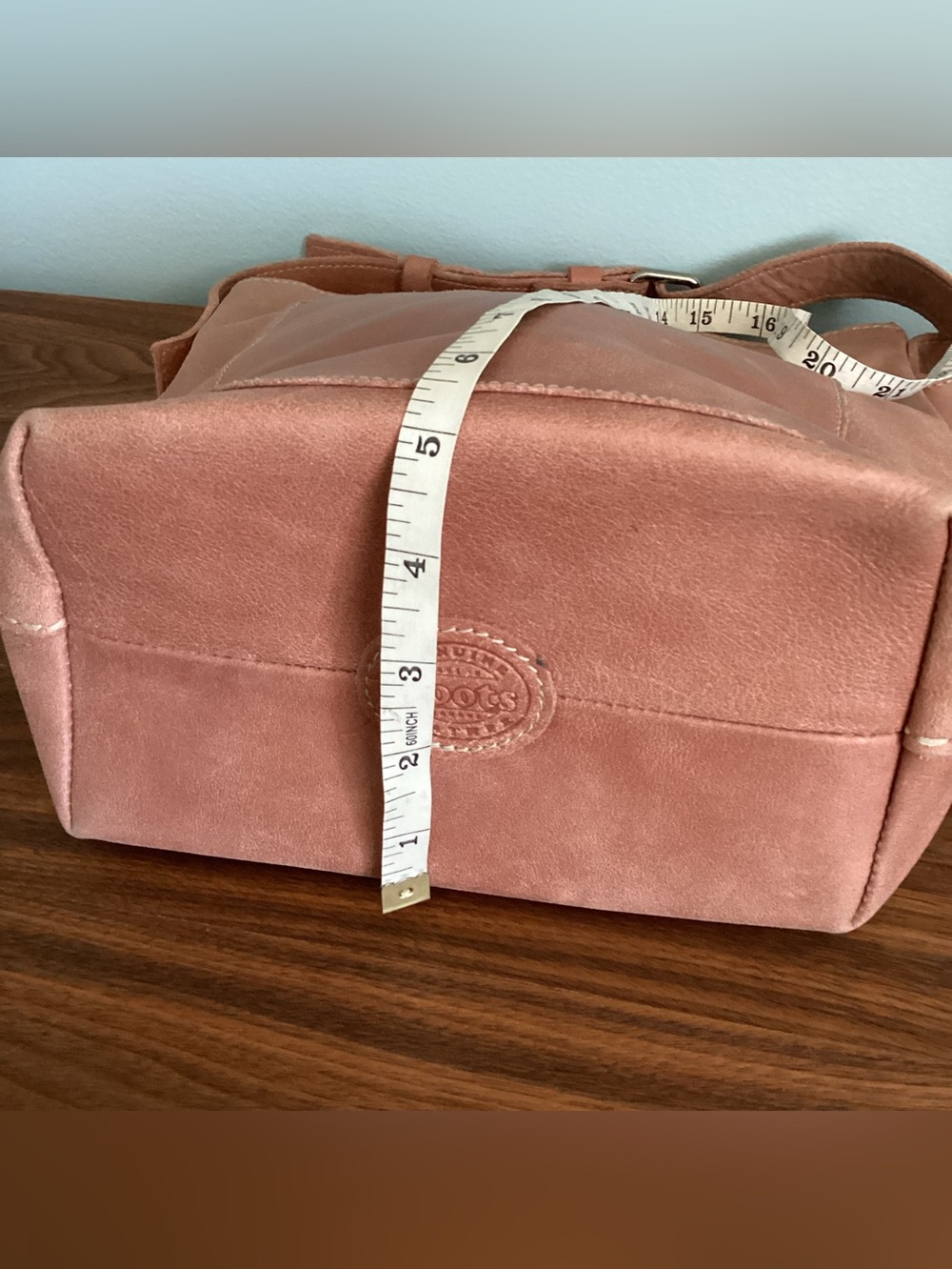 Roots Pink Leather Bucket Crossbody Bag - Picture 6 of 9